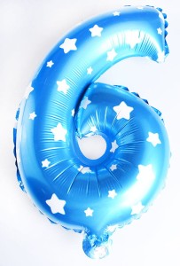 BALON FOLIOWY 40CM CYFRA NIEBIESKA 6
