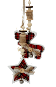 ZAWIESZKI DEKORACYJNE JELONEK SERCE GWIAZDA W KRATKĘ MIX 12SZT NA BOŻE NARODZENIE 