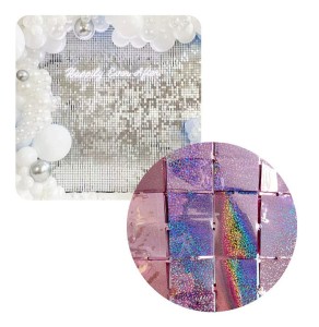 KURTYNA HOLOGRAFICZNA RÓŻOWA PROSTOKĄTY 1X2M ŚCIANKA DO ZDJĘĆ