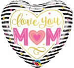 BALON HISZPAŃSKI FOLIOWY 18" LOVE YOU MOM PASKI