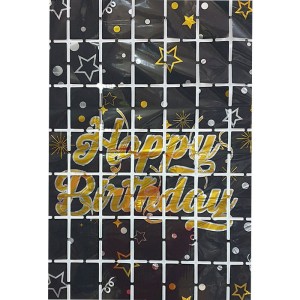 KURTYNA PANELOWA HAPPY BIRTHDAY CZARNA 1X2M ŚCIANKA DO ZDJĘĆ