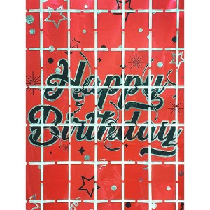 KURTYNA PANELOWA HAPPY BIRTHDAY CZERWONA 1X2M ŚCIANKA DO ZDJĘĆ