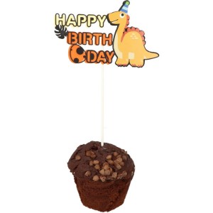 TOPPER HAPPY BIRTHDAY DINO POMARAŃCZ