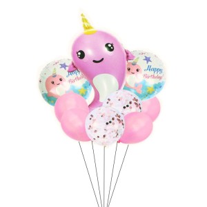 BALONY ZESTAW NARWAL HAPPY BIRTHDAY 9SZT