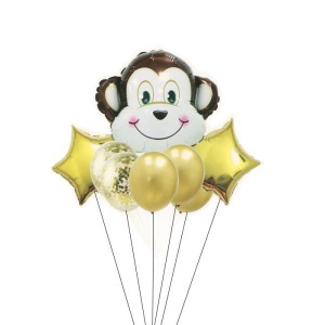 BALONY ZESTAW MAŁPKA GWIAZDKI 8SZT