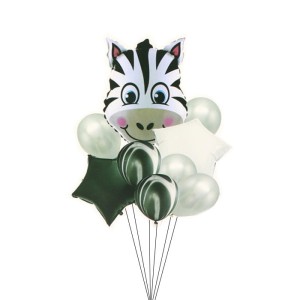 BALONY ZESTAW ZEBRA GWIAZDKI 9SZT