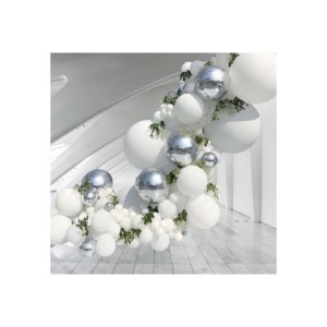 XXL GIRLANDA BALONOWA BIAŁO SREBRNA 4D 103SZT