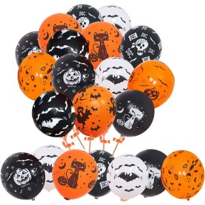 BALONY LATEKSOWE NA HALLOWEEN ZESTAW CZARNE POMARAŃCZOWE MIX 6SZT