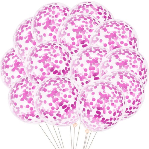 balony lateksowe z rózowym konfetti