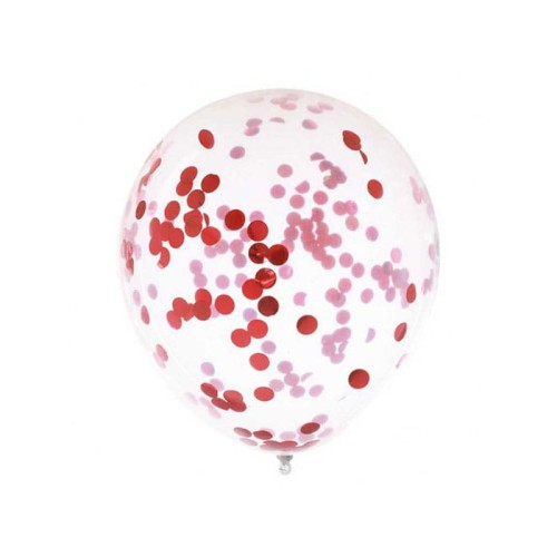balony lateksowe  z czerwonym konfetti