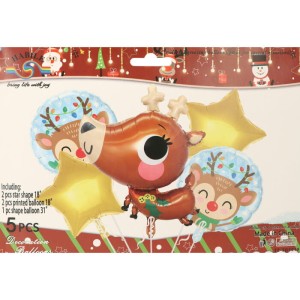 ZESTAW BALONÓW BOŻE NARODZENIE RENIFER 5 SZT