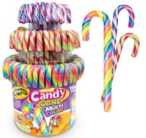 LIZAKI LASKI ŚWIĄTECZNE NA CHOINKĘ JOHNY BEE MULTICOLOR 100SZT LIZAK LASKA CUKROWA