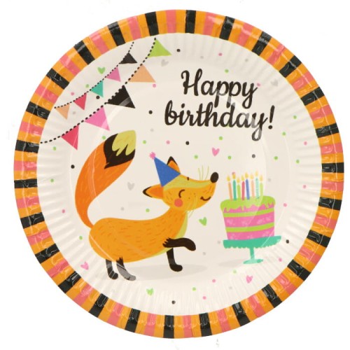talerzyki lisek happy birthday 6szt