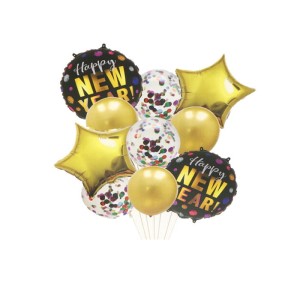 SYLWESTER BALONY ZESTAW HAPPY NEW YEAR 10 SZT