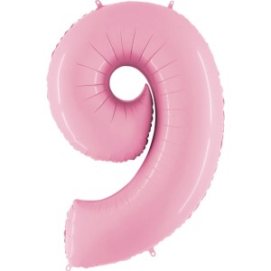 BALON 100CM CYFRA PASTELOWY RÓŻ 9