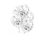 BALON LATEKSOWY 30CM Z KONFETTI SREBRNYM 6SZT