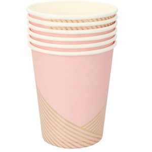 KUBECZKI PAPIEROWE RÓŻOWO ZŁOTE 220ML 6SZT