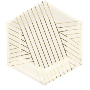 TALERZYKI PAPIEROWE BIAŁO ZŁOTE 19CM 6SZT