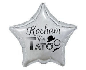BALON 18" GWIAZADA KOCHAM CIĘ TATO SREBRNY