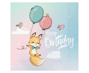 SERWETKI HAPPY BIRTHDAY LISEK 33X33CM 20SZT
