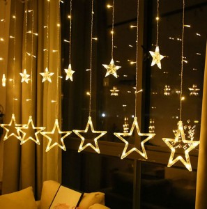 KURTYNA SOPLE GWIAZDY WISZĄCE 3M LED BIAŁY CIEPŁY