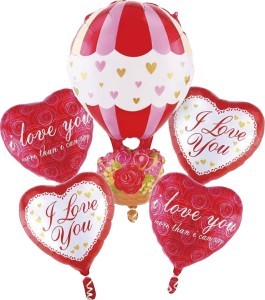 ZESTAW BALONÓW I LOVE YOU WALENTYNKI 5SZT