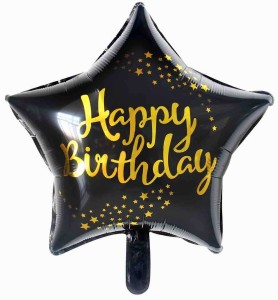 BALON 18" GWIAZDA HAPPY BIRTHDAY GWIAZDKI
