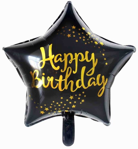 BALON GWIAZDA HAPPY BIRTHDAY