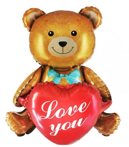 balon miś z sercem love you