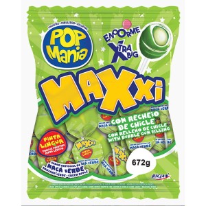 LIZAK POP MANIA MAXXI ZIELONE JABŁUSZKO Z GUMĄ BALONOWĄ  24SZT