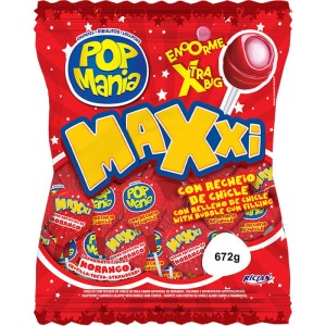 LIZAK POP MANIA MAXXI TRUSKAWKA Z GUMĄ BALONOWĄ  24SZT