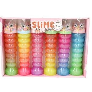 GLUTEK SLIME TĘCZOWY Z BROKATEM I POSYPKĄ MIX 6SZT