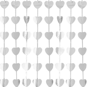 KURTYNA SERCA SREBRNE NA WALENTYNKI 1X2M ŚCIANKA DO ZDJĘĆ