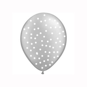 BALONY LATEKSOWE SREBRNE W GROSZKI 10", 6SZT