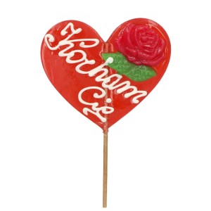 XXL LIZAK SERCE Z RÓŻĄ  KOCHAM CIĘ WALENTYNKI 150G 1SZT