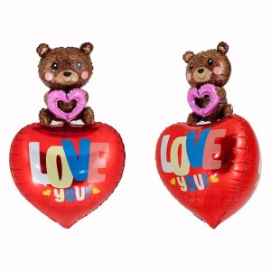 BALON 3D MIŚ SERCE LOVE YOU 38X87CM WALENTYNKI