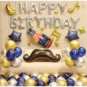 ŚCIANKA BALONOWA BALONY HAPPY BIRTHDAY GRANATOWO ZŁOTA 43SZT