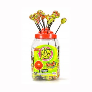 LIZAK PIN POP MIX SOUR ASSORTED KWAŚNE Z GUMĄ BALONOWĄ 100SZT