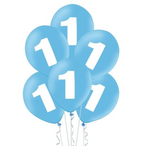 BALONY LATEKSOWE 30CM 1 URODZINY NIEBIESKIE 100SZT