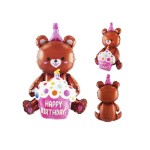 BALON MIŚ HAPPY BIRTHDAY BRĄZ 97x77,5CM