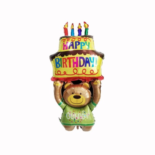 BALON MIŚ ZIELONY HAPPY BIRTHDAY