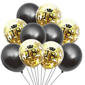 BALONY NA OSIEMNASTKĘ 18-STE URODZINY CZARNE 10SZT