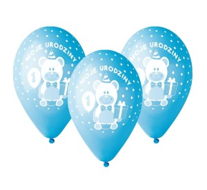 BALONY CYFRA 1 ,MOJE 1 URODZINY MISIE NIEBIESKIE 5SZT