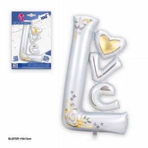 BALON LOVE BIAŁO ZŁOTY 100CM