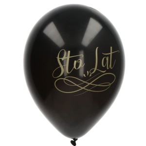 BALONY NA URODZINY STO LAT CZARNE 25CM(6SZT)