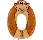 BALON 16" CYFRA 0 ZWIERZĄTKA MAŁPKA 40CM