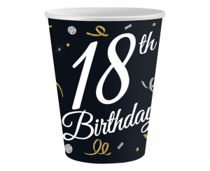 KUBECZKI PAPIEROWE NA 18 URODZINY OSIEMNASTKĘ 18TH BIRTHDAY 240ML 6SZT
