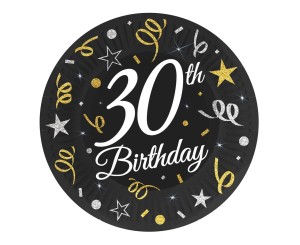 TALERZYKI PAPIEROWE NA 30 URODZINY 30 TH BIRTHDAY 18CM 6SZT