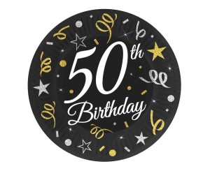 TALERZYKI PAPIEROWE NA 50 URODZINY 50 TH BIRTHDAY 18CM 6SZT