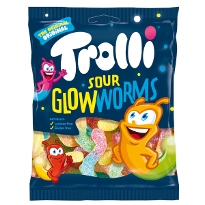ŻELKI ROBACZKI TROLLI KWAŚNE KOLOROWE 100g GLOWWORMS